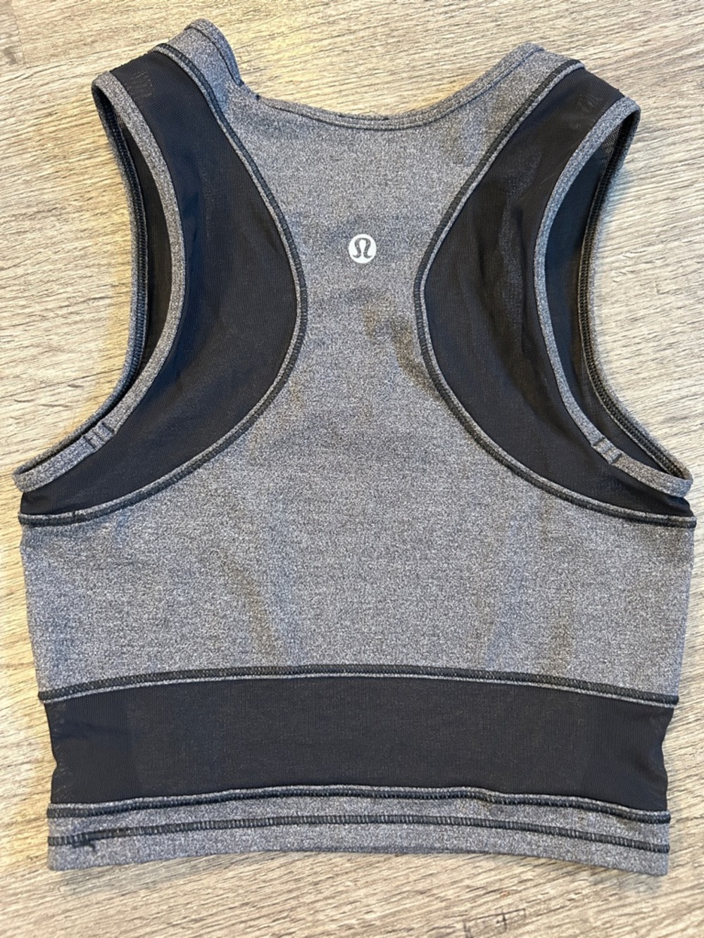 Lululemon Keep It Cropped Tank Heathered Black Mesh Cropped Top